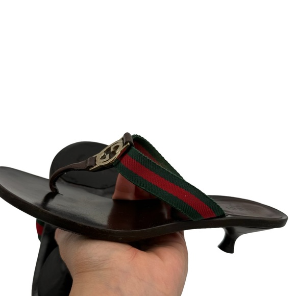 Gucci 'Lifford' GG Interlocking Nylon Thong Kitten Heels Authentic 💯 - Picture 11 of 14